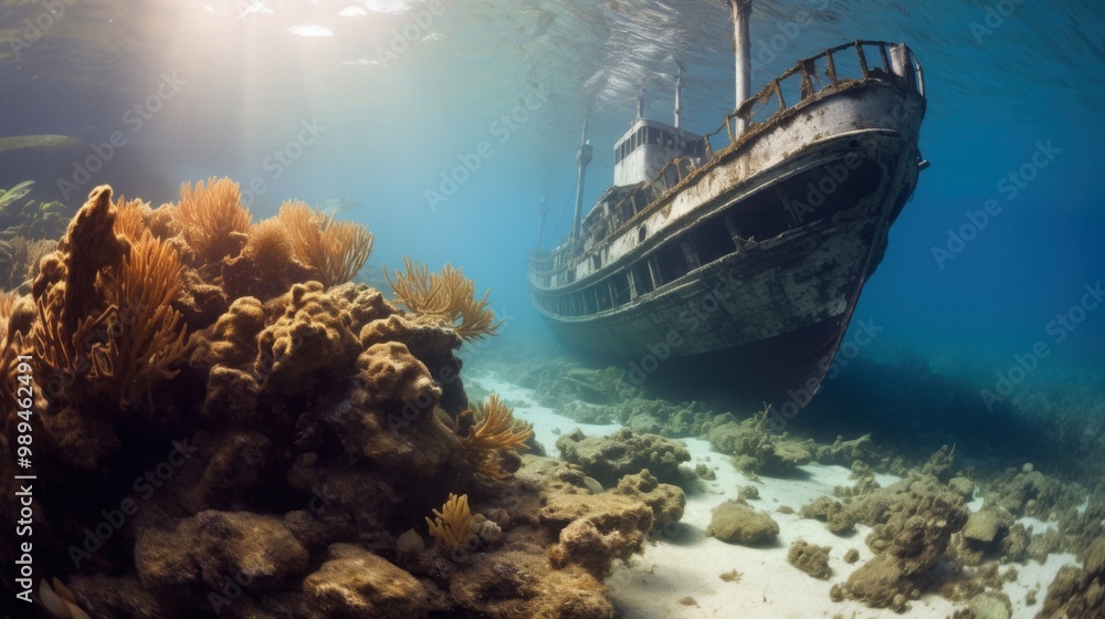 Fototapeta premium An octopus gracefully extends its tentacles amidst rocky underwater surroundings, showcasing the intricate beauty and adaptability of marine life.