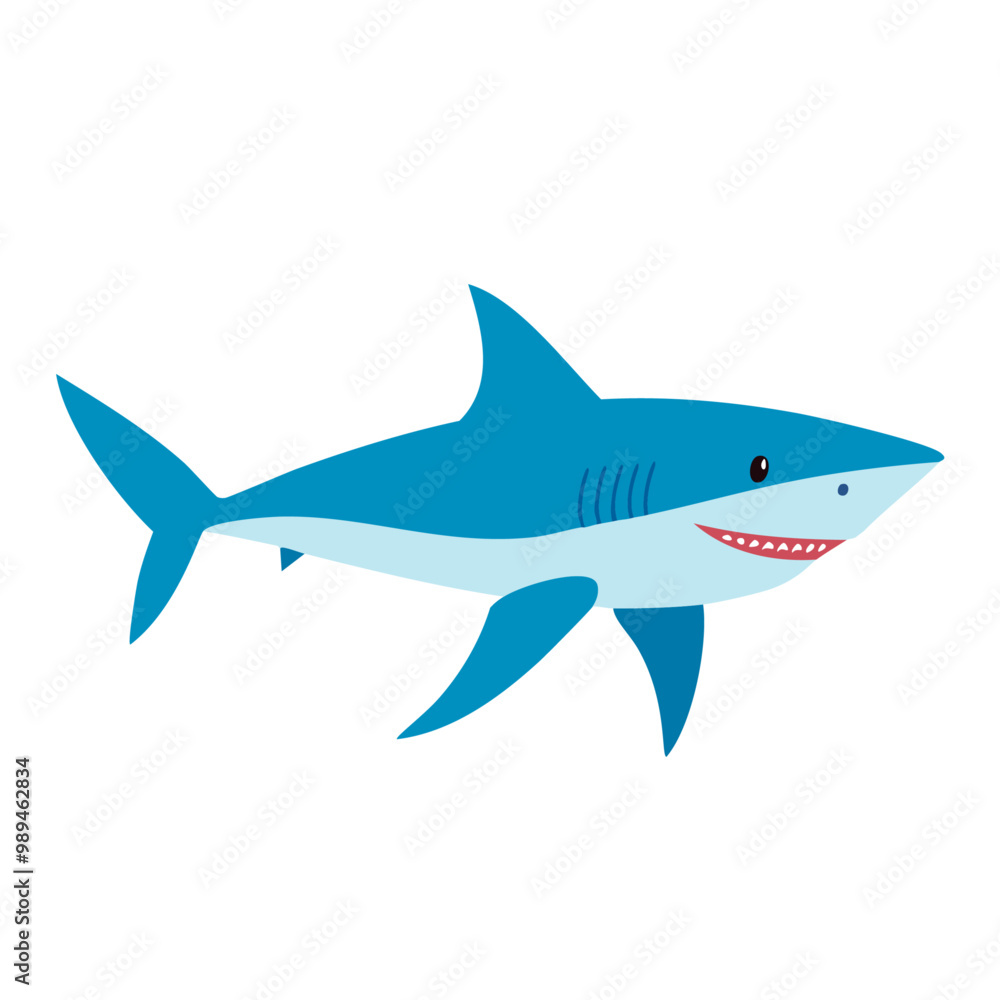 Cartoon Shark Smiling with Sharp Teeth Cartoon Shark Smiling with Sharp Teeth