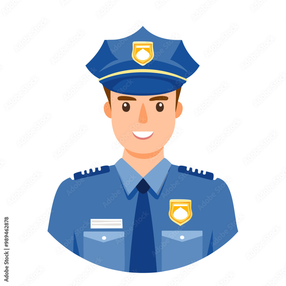 Friendly Police Officer Cartoon Style Vector Illustration Friendly Police Officer Cartoon Style Vector Illustration