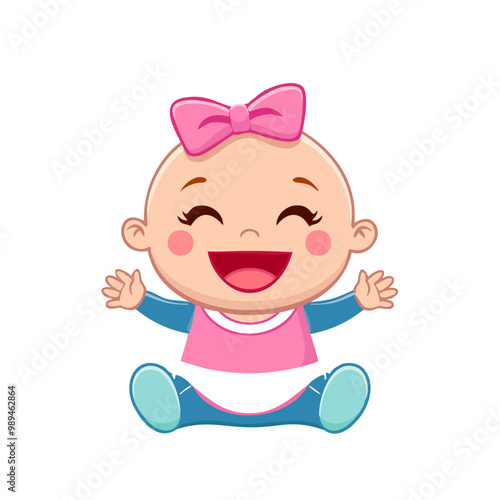 Happy Baby Girl Cartoon Vector Illustration