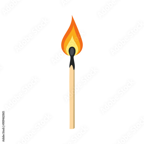Realistic Burnt Matchstick Vector Illustration
