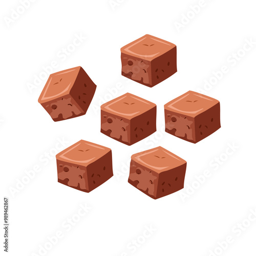 Floating Chocolate Brownies Vector Art