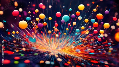 Colorful particles explosion