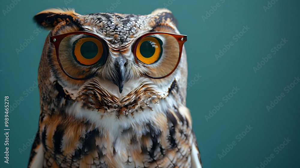 Obraz premium Owl Wearing Glasses Photo