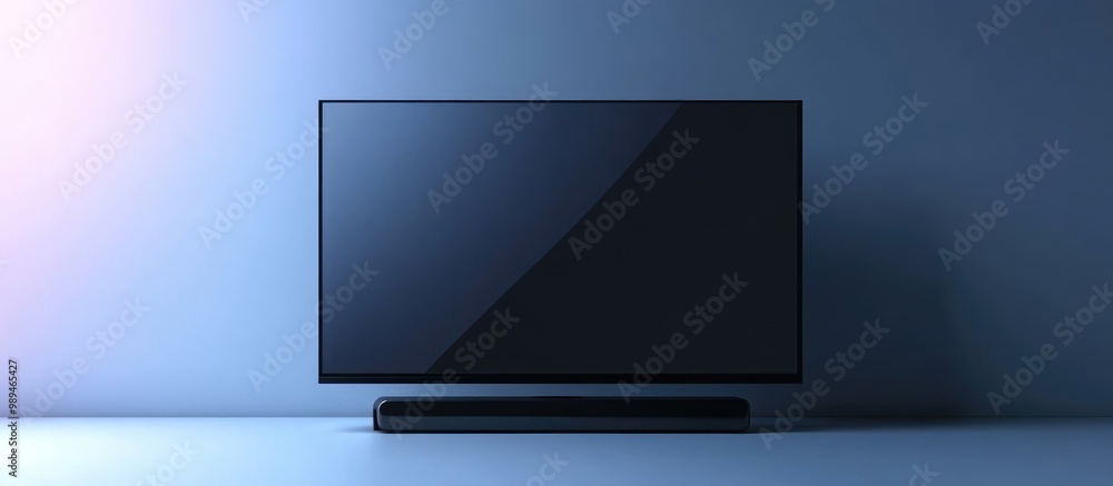 Black LED television screen displaying a blank image against a simple wall backdrop Black LED television screen displaying a blank image against a simple wall backdrop