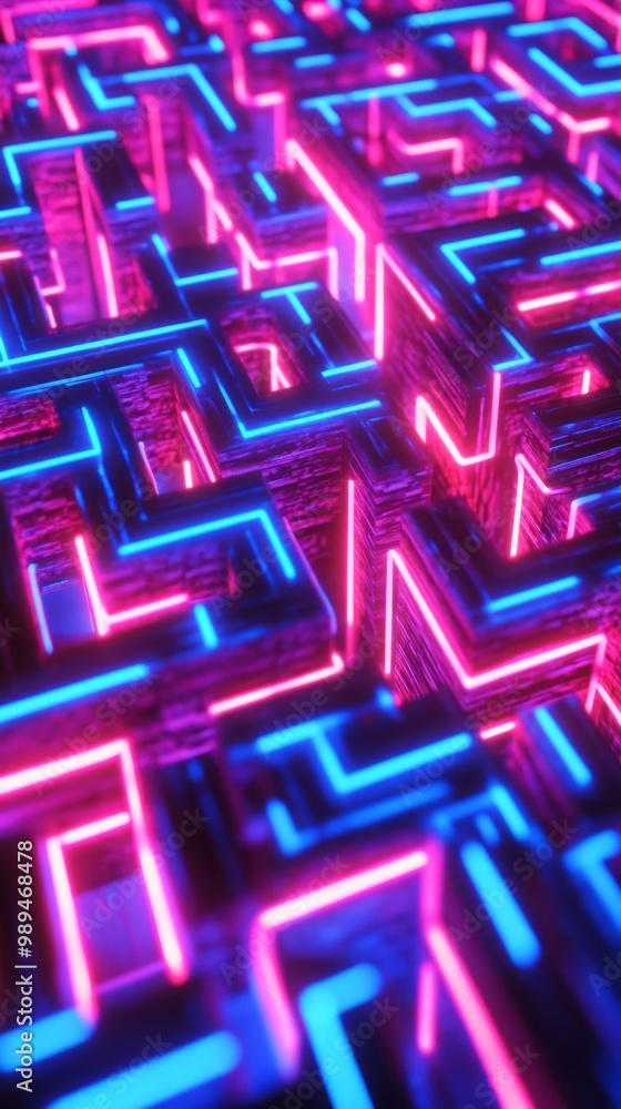 Neon Maze Wallpaper - Vibrant Vertical Phone Background Neon Maze Wallpaper - Vibrant Vertical Phone Background