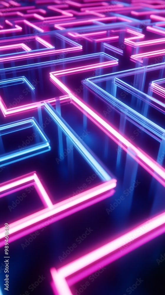 Vibrant Neon Maze - Vertical Wallpaper for Phones Vibrant Neon Maze - Vertical Wallpaper for Phones