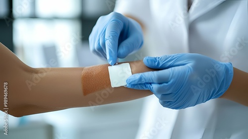 Doctor Applying Bandage on Patient's Arm - Healthcare Treatment