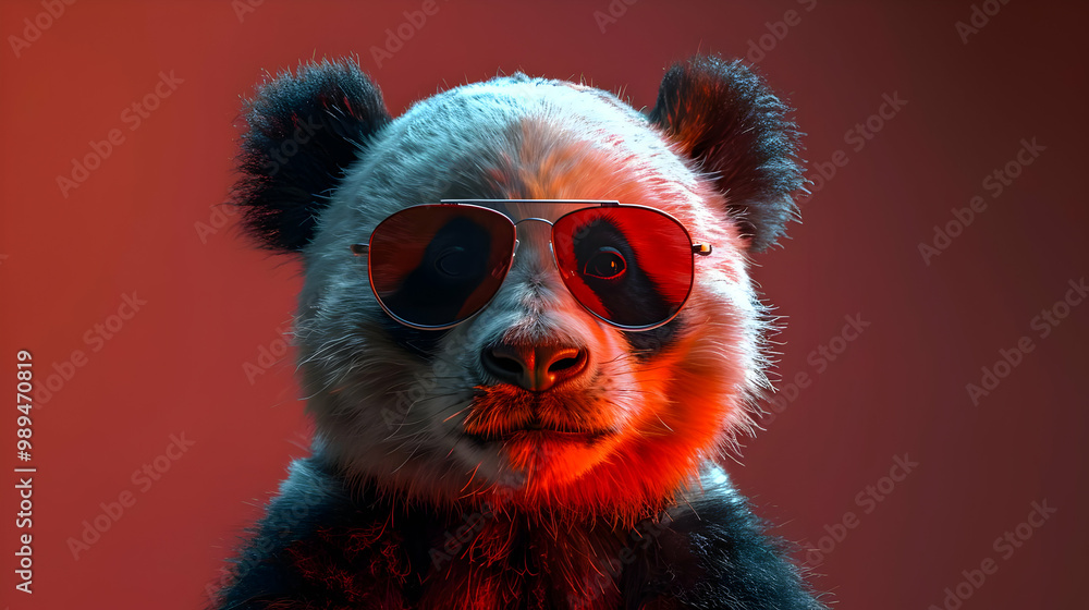 Cool Panda 3D Illustration with Red Sunglasses Cool Panda 3D Illustration with Red Sunglasses