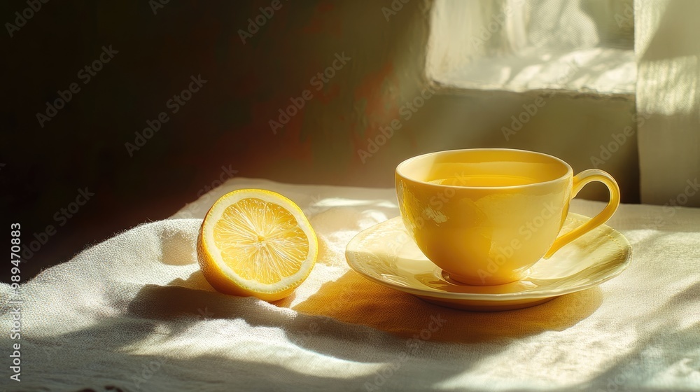 Lemon Cup on a Table Bathed in Sunshine Lemon Cup on a Table Bathed in Sunshine