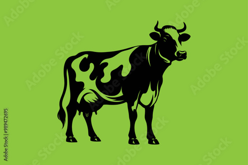 cow black and white silhouette vector