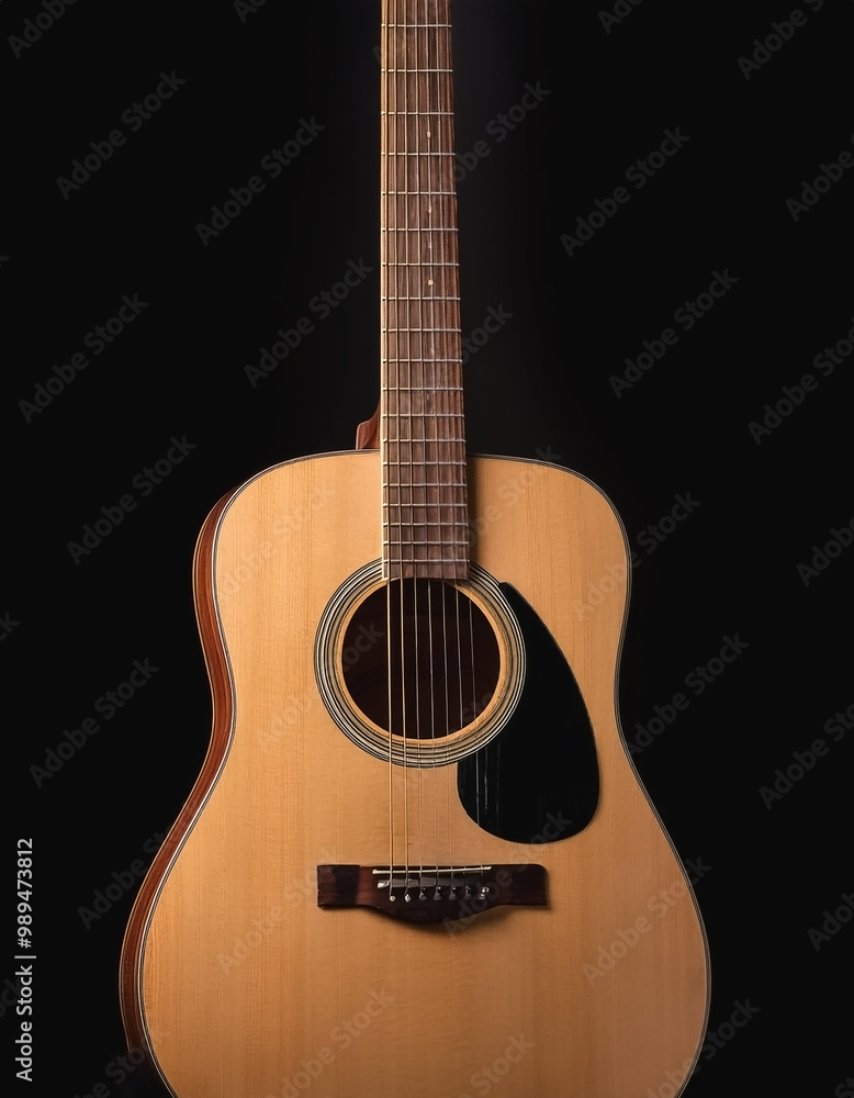 Acoustic guitar isolated on dark background. Musical Instruments Acoustic guitar isolated on dark background. Musical Instruments