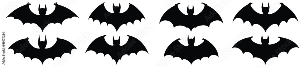 Bat silhouette set vector design big pack of animal illustration and icon Bat silhouette set vector design big pack of animal illustration and icon