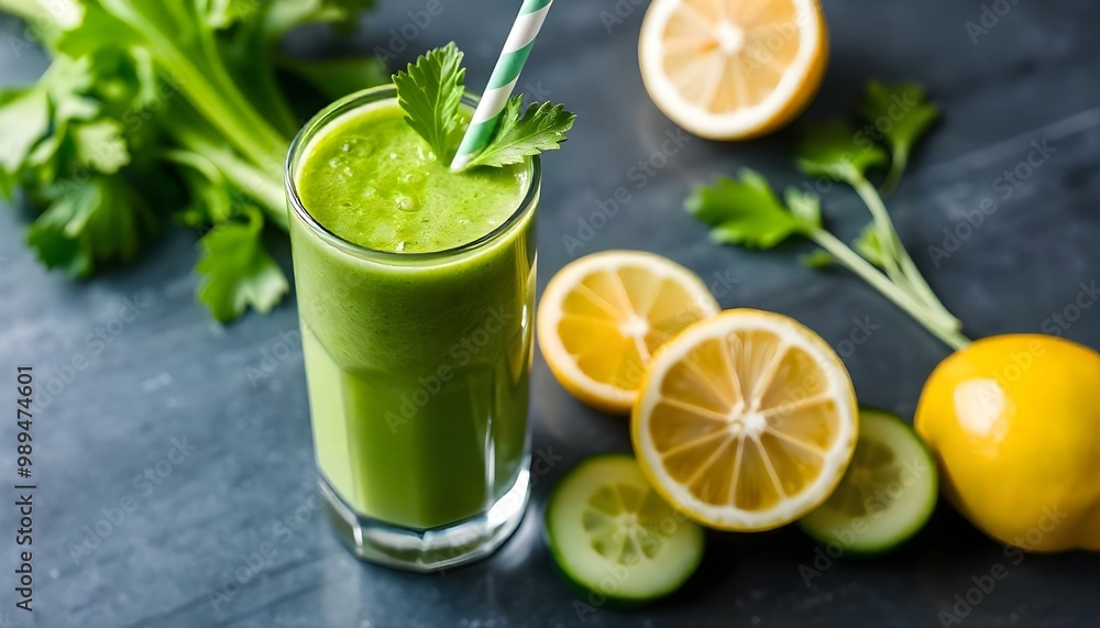 Green smoothie with celery, cucumber and lemon Green smoothie with celery, cucumber and lemon