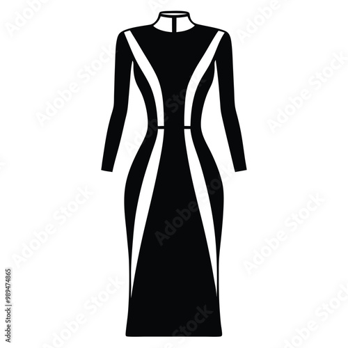 Discover a stunning vector design of an ethereal full-length dress, perfect for modern fashion illustrations. This elegant artwork captures beauty and style, ideal for fashion projects.