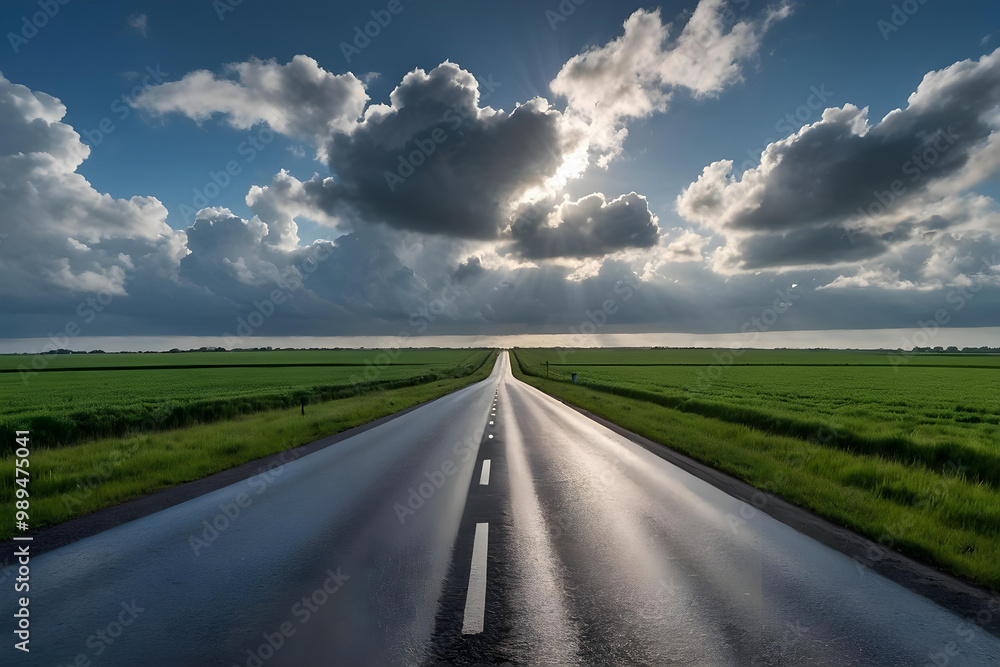 Scenic Road Under Blue Sky. Wallpaper for Travel and Nature Lovers. Adventure, Journey. Scenic Road Under Blue Sky. Wallpaper for Travel and Nature Lovers. Adventure, Journey.