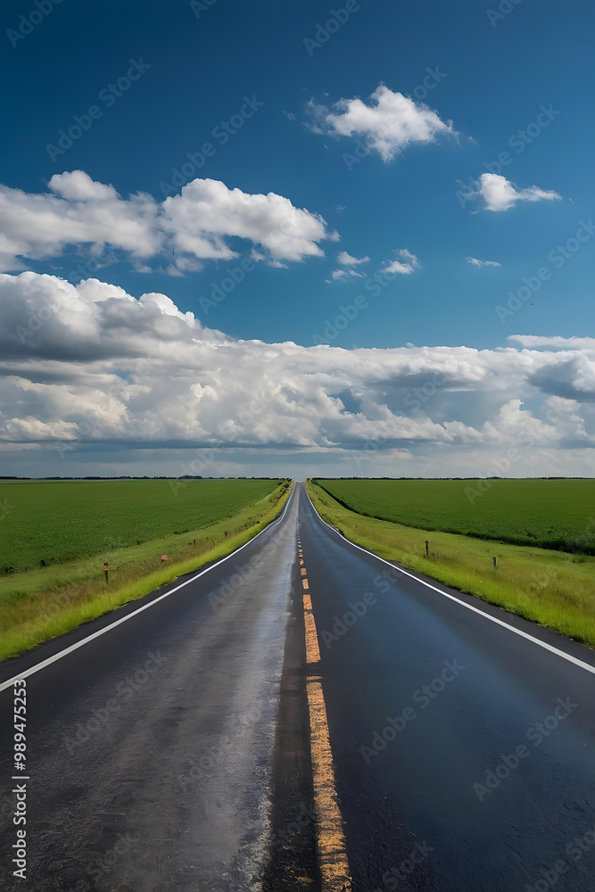 Scenic Road Under Blue Sky. Wallpaper for Travel and Nature Lovers. Adventure, Journey. Scenic Road Under Blue Sky. Wallpaper for Travel and Nature Lovers. Adventure, Journey.