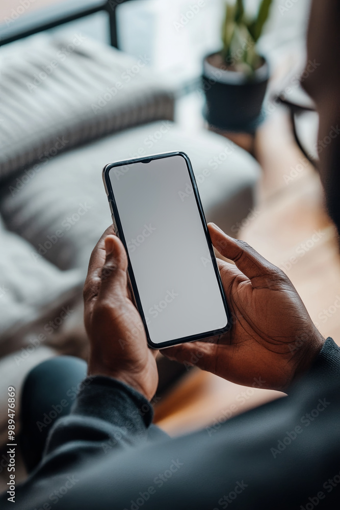 Generated Person scrolling through a long chat history on a mobile device Generated Person scrolling through a long chat history on a mobile device