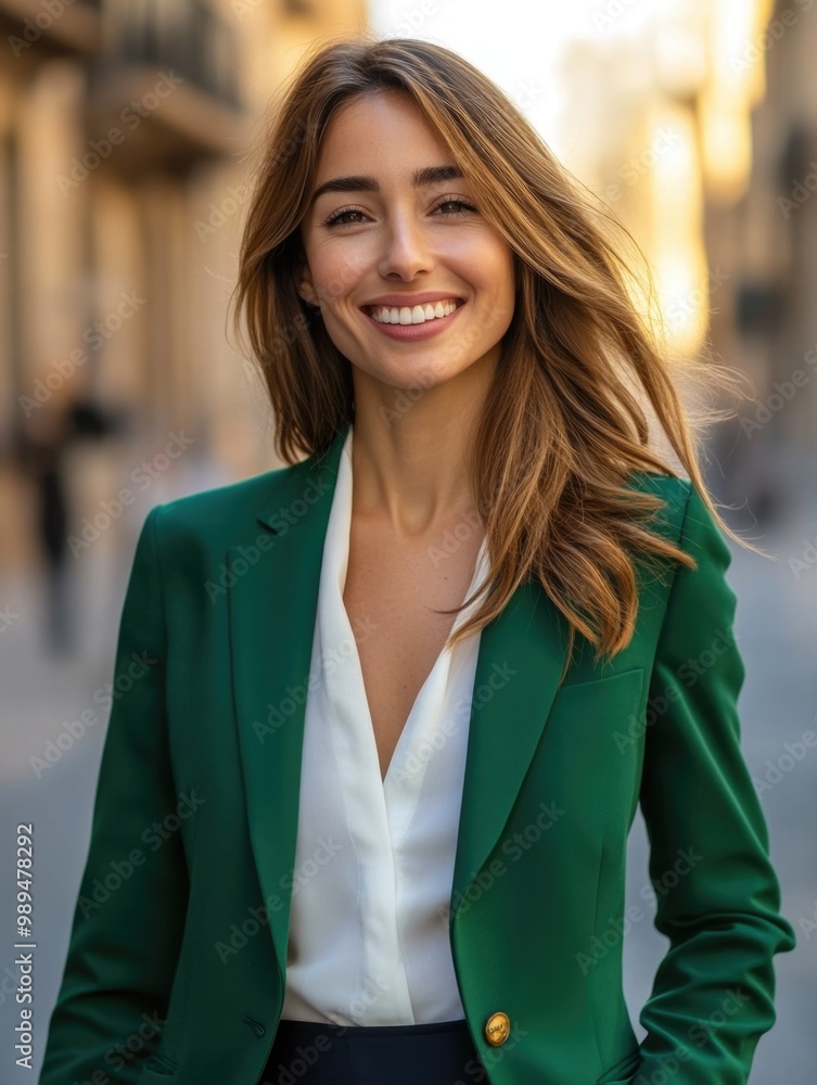 Obraz premium Smiling Woman in Blazer