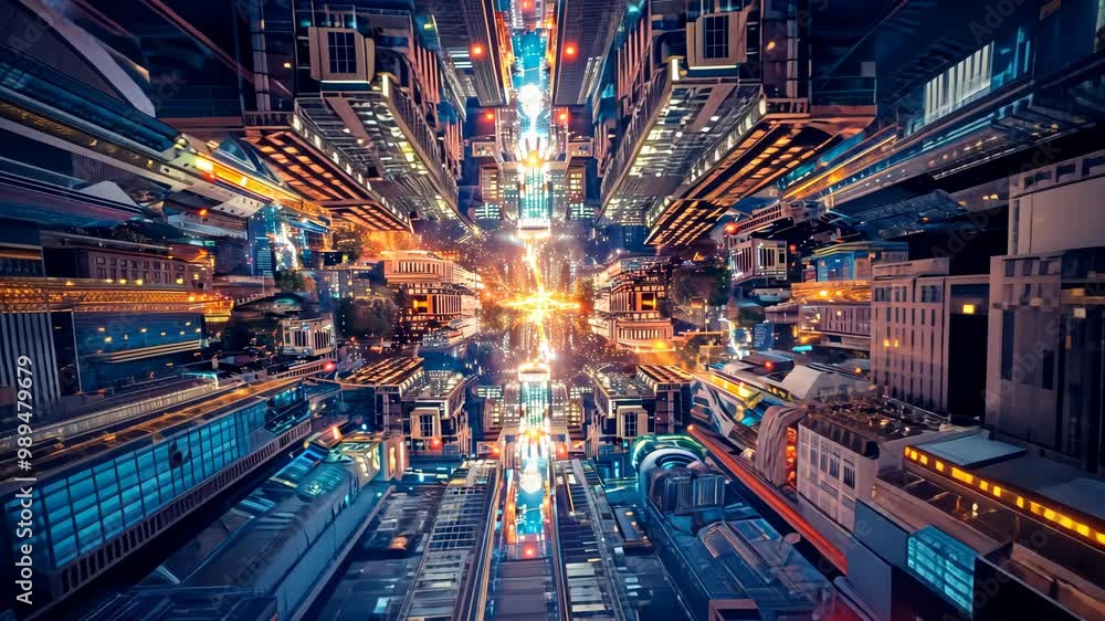 Abstract cityscape transforming with kaleidoscopic effect Abstract cityscape transforming with kaleidoscopic effect