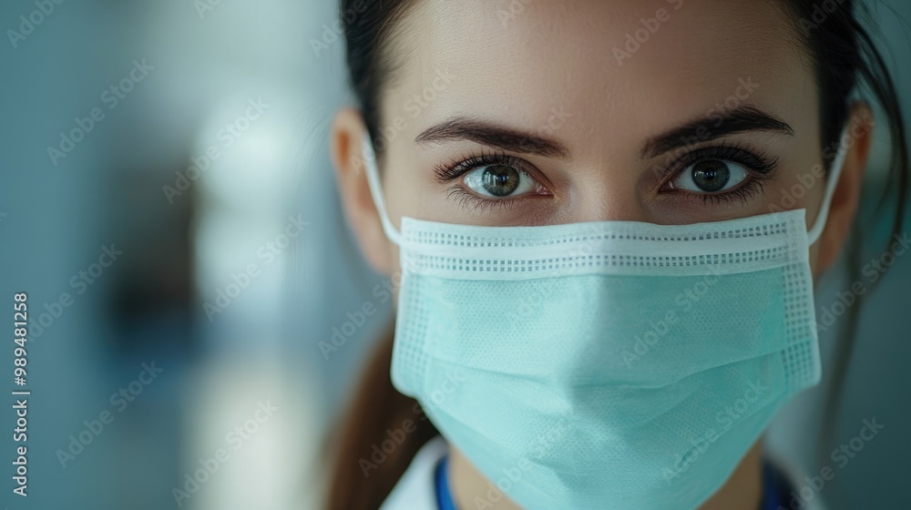 Young doctor in a medical mask taking precautions against flu or coronavirus Young doctor in a medical mask taking precautions against flu or coronavirus