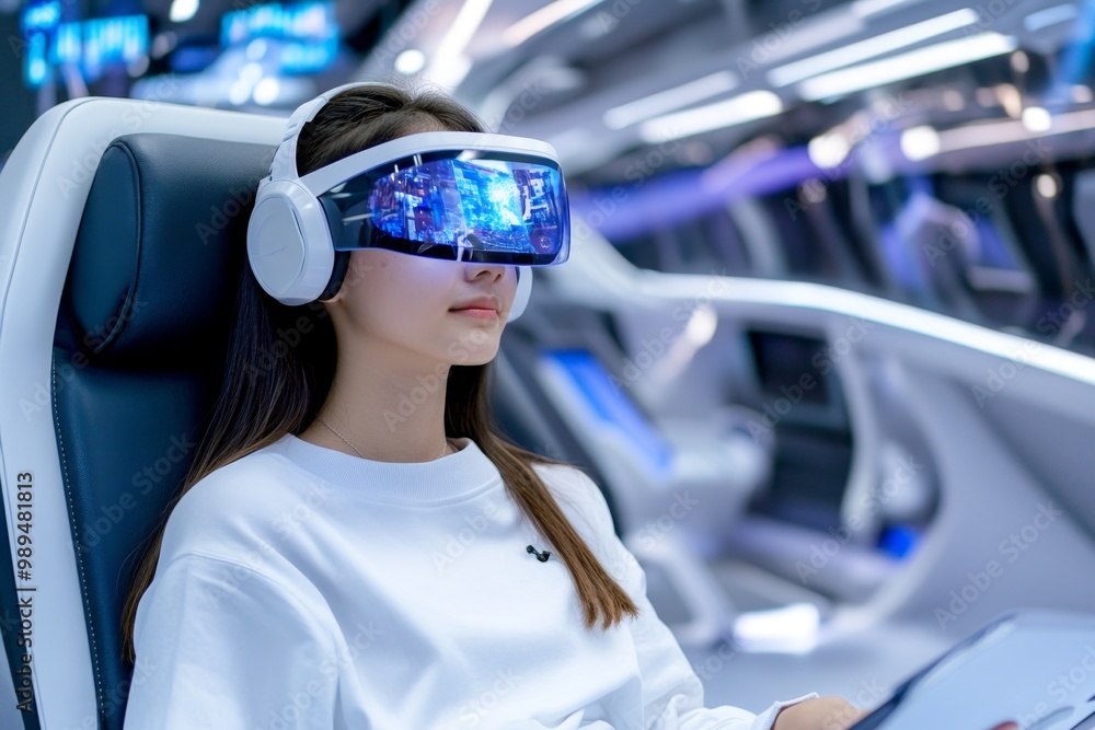 A student sitting in a high-tech study area, where holographic displays and touch-free interfaces allow them to interact with study materials in a futuristic setting A student sitting in a high-tech study area, where holographic displays and touch-free interfaces allow them to interact with study materials in a futuristic setting