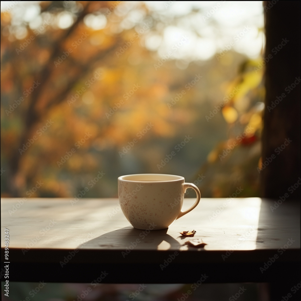 Obraz premium Cup of tea on autumn table