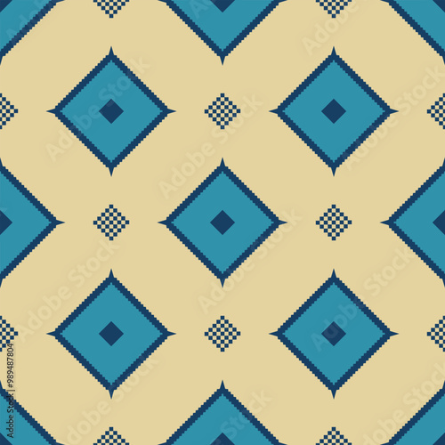A pattern of blue and yellow squares. The squares are arranged in a way that creates a sense of movement and energy. The blue and yellow colors complement each other and create a vibrant