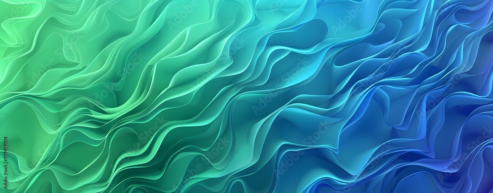 Obraz premium Abstract Blue Green Gradient Wavy Background