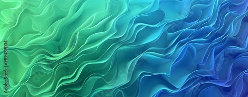 Abstract Blue Green Gradient Wavy Background