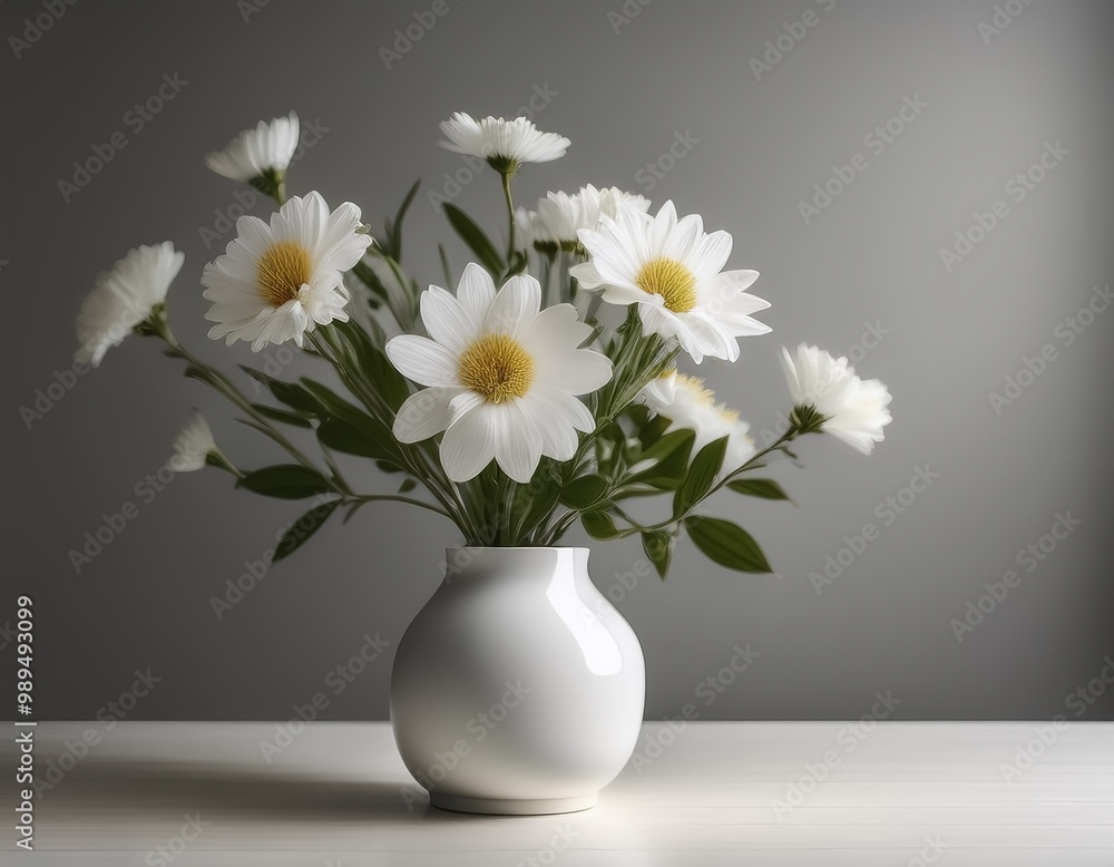 Fresh flowers in a simple vase on a table with a minimalist background Fresh flowers in a simple vase on a table with a minimalist background