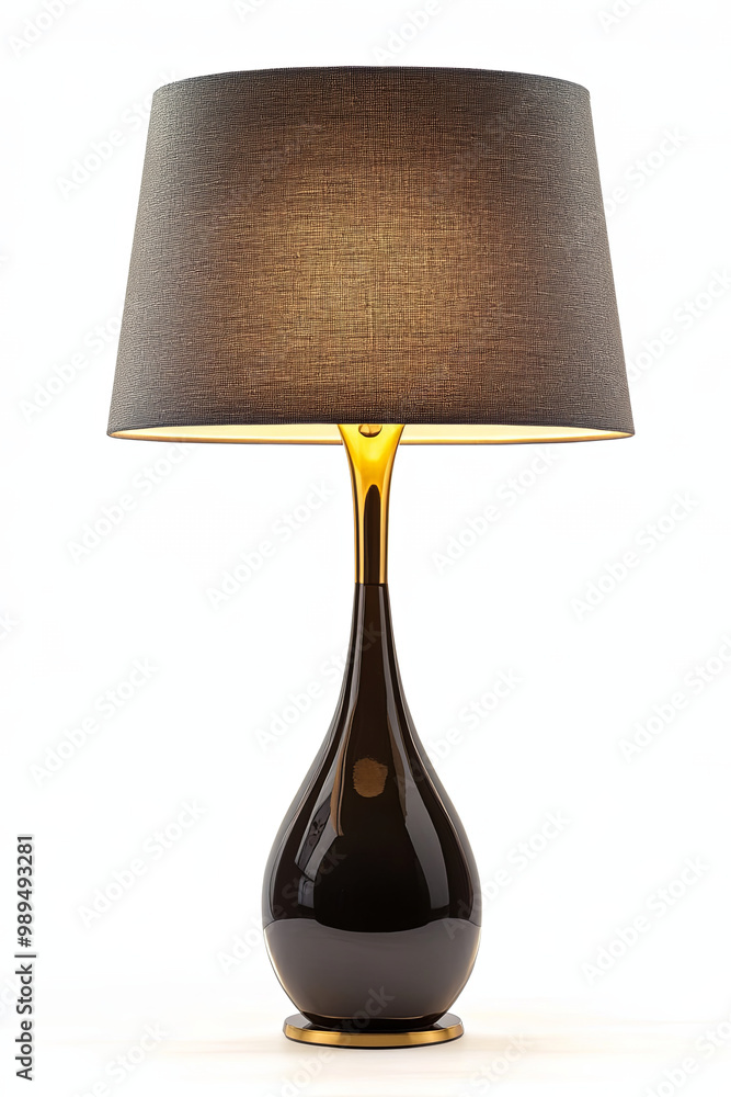 Elegant table lamp with a fabric shade on a white background Elegant table lamp with a fabric shade on a white background