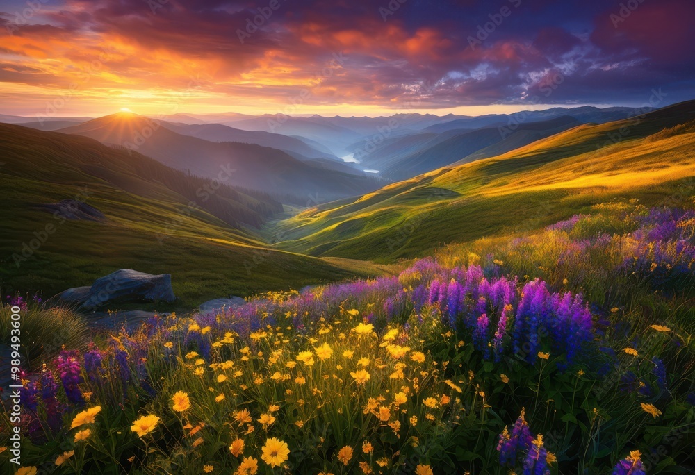 vivid valleys illuminated radiant golden light sunrise creating stunning natural landscape, sunlight, dawn, illumination, horizon, scenery, nature vivid valleys illuminated radiant golden light sunrise creating stunning natural landscape, sunlight, dawn, illumination, horizon, scenery, nature