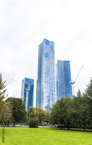 Wall Mural Commercial area, highrise tower office building in Deansgate Manchester, overcas