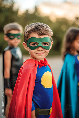 Kids playing dress-up and pretending to be superheroes