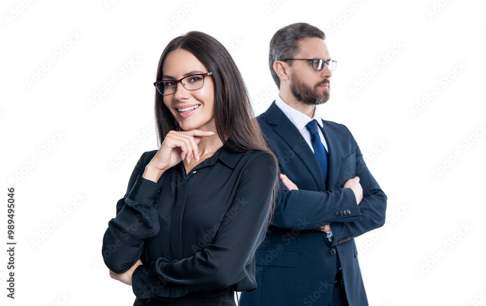 successful businesspeople in formalwear working together in business office for success and support isolated on white successful businesspeople in formalwear working together in business office for success and support isolated on white