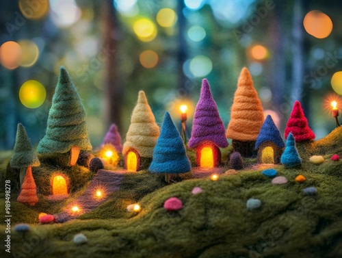 colorful illuminated forest animation 3d model
 photo