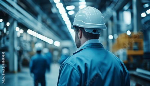 Worker in industrial setting, focused on task.