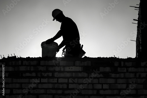 silhouette of a worker