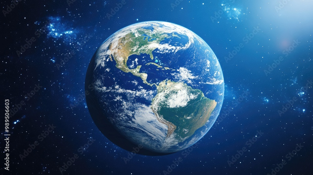 Fototapeta premium Globe of Earth against a blue sky highlighting the southern hemisphere