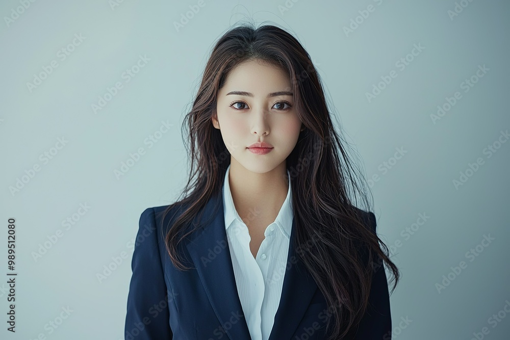 A photograph of an attractive Japanese woman in her early to wearing business... A photograph of an attractive Japanese woman in her early to wearing business...