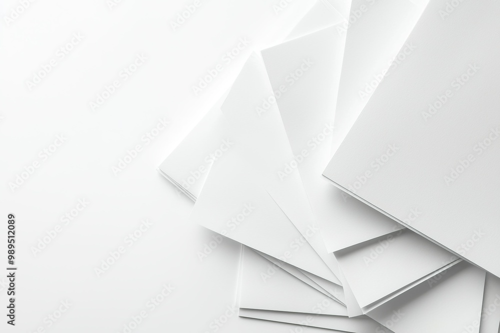 A stack of white paper sheets isolated on a white background, top view. A stack of white paper sheets isolated on a white background, top view.