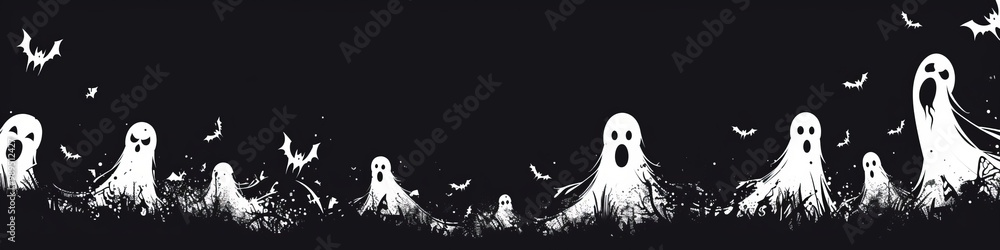 A clean, graphic-style Halloween banner with simple outlines of ghosts and witches, forming a vertical strip along the right edge of the canvas. A clean, graphic-style Halloween banner with simple outlines of ghosts and witches, forming a vertical strip along the right edge of the canvas.