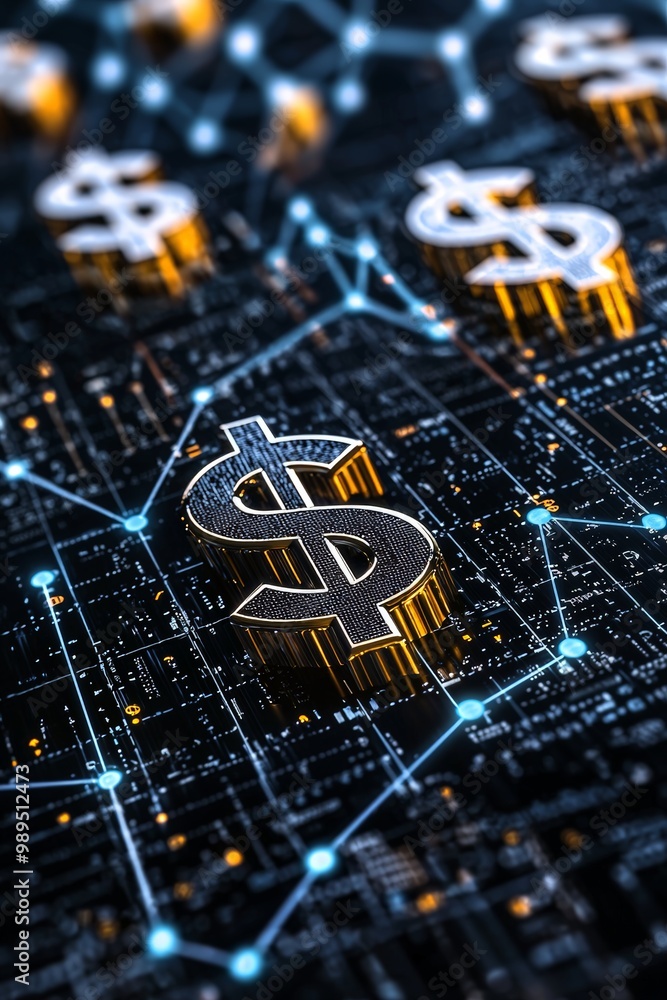 Abstract design of rising financial graphs intertwined with dollar symbols, encouraging future investment Abstract design of rising financial graphs intertwined with dollar symbols, encouraging future investment