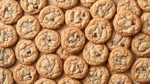 Deliciously baked chocolate chip cookies arranged artfully on a textured background for a delightful treat at any gathering photo