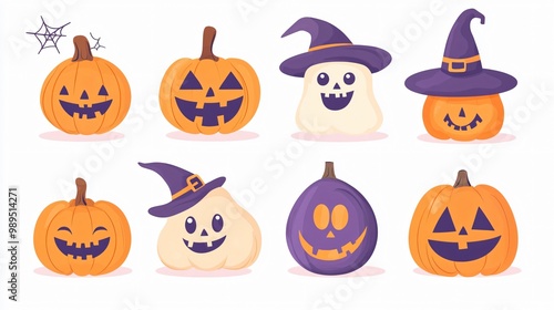 halloween pumpkins set