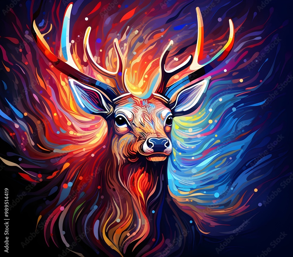 an abstract drawing of a away view for deer with colorful line with mixed pattern colorful background an abstract drawing of a away view for deer with colorful line with mixed pattern colorful background