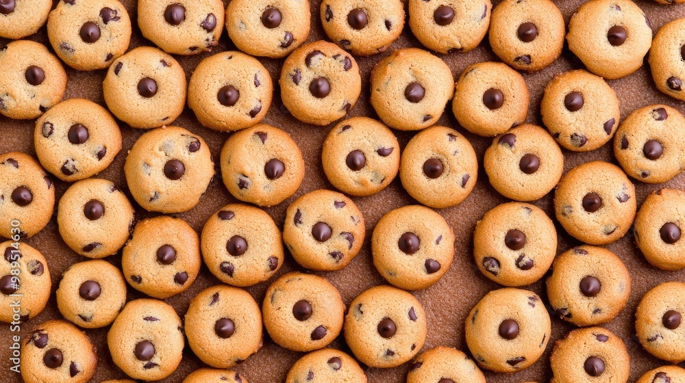 Delightful homemade chocolate chip cookies arranged artistically on a vibrant orange backdrop for a warm, inviting atmosphere Delightful homemade chocolate chip cookies arranged artistically on a vibrant orange backdrop for a warm, inviting atmosphere