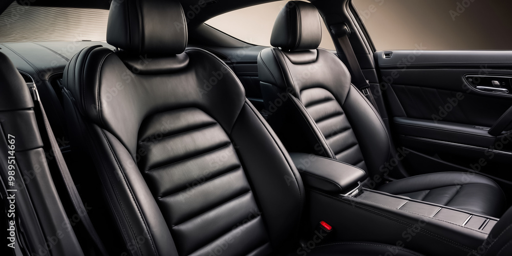 Obraz premium Black leather interior in a luxury car