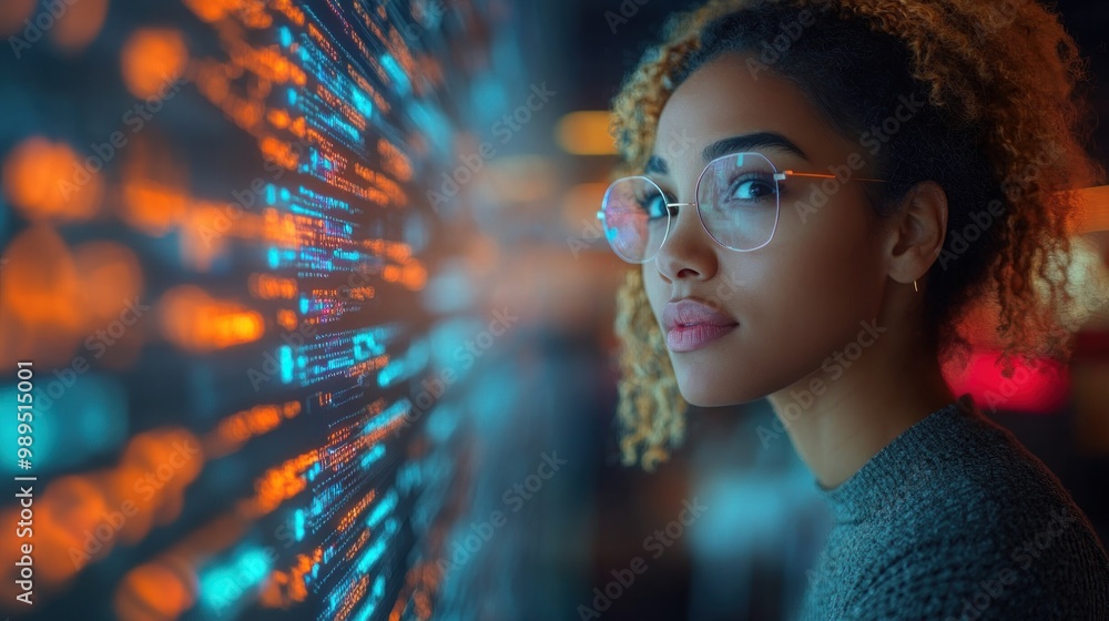 Woman Staring at a Digital Screen Woman Staring at a Digital Screen
